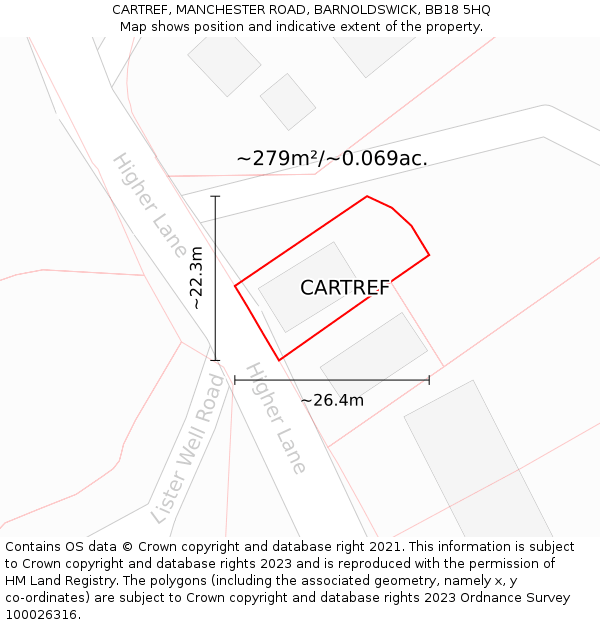 CARTREF, MANCHESTER ROAD, BARNOLDSWICK, BB18 5HQ: Plot and title map