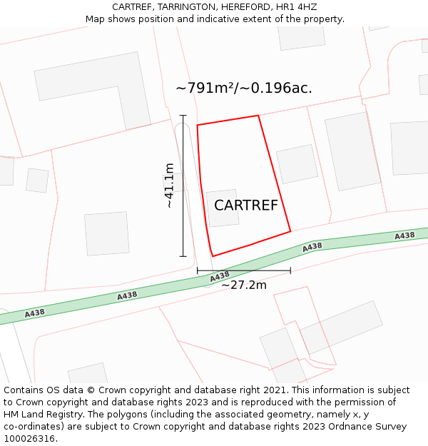 CARTREF, TARRINGTON, HEREFORD, HR1 4HZ: Plot and title map