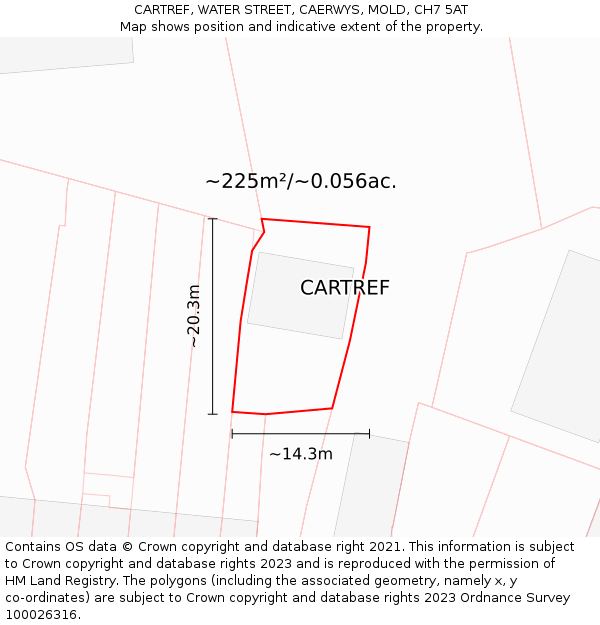 CARTREF, WATER STREET, CAERWYS, MOLD, CH7 5AT: Plot and title map