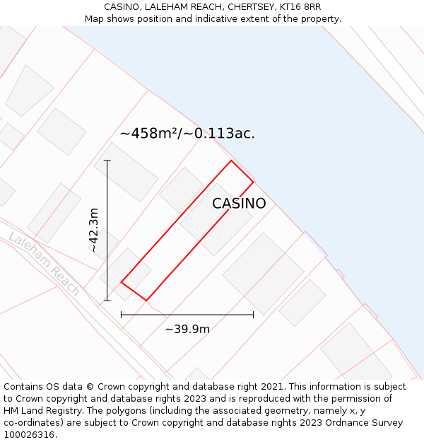CASINO, LALEHAM REACH, CHERTSEY, KT16 8RR: Plot and title map