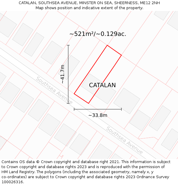 CATALAN, SOUTHSEA AVENUE, MINSTER ON SEA, SHEERNESS, ME12 2NH: Plot and title map