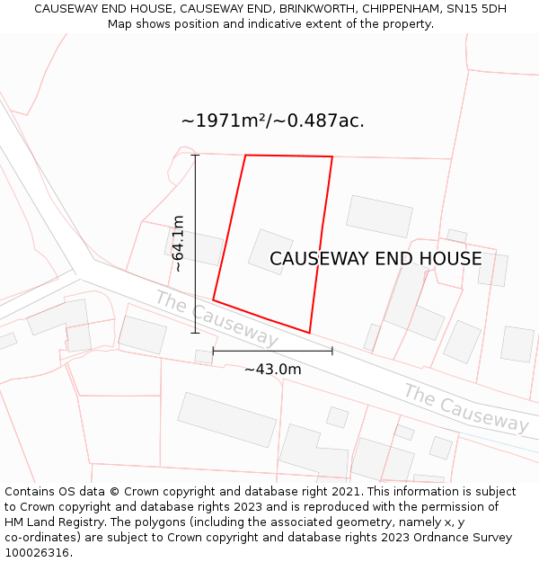 CAUSEWAY END HOUSE, CAUSEWAY END, BRINKWORTH, CHIPPENHAM, SN15 5DH: Plot and title map