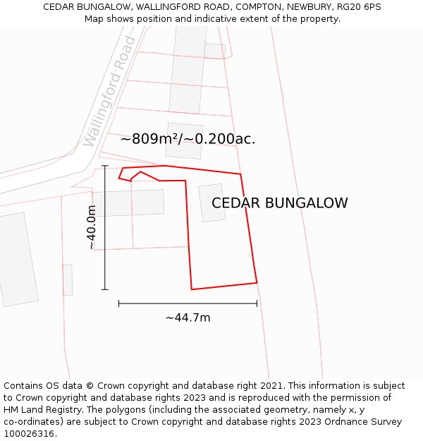 CEDAR BUNGALOW, WALLINGFORD ROAD, COMPTON, NEWBURY, RG20 6PS: Plot and title map