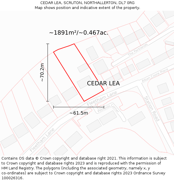 CEDAR LEA, SCRUTON, NORTHALLERTON, DL7 0RG: Plot and title map