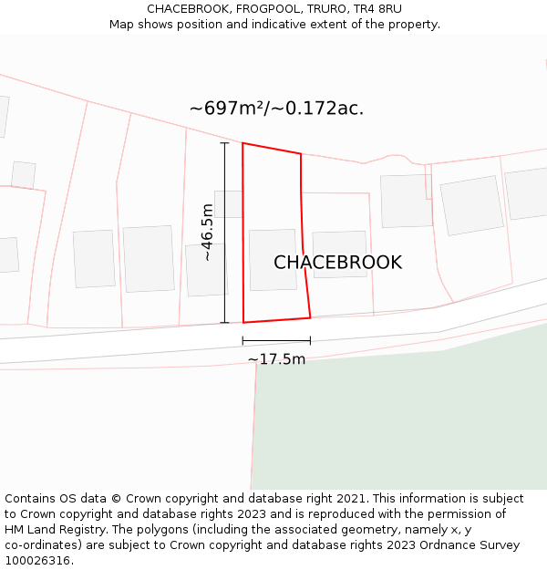 CHACEBROOK, FROGPOOL, TRURO, TR4 8RU: Plot and title map