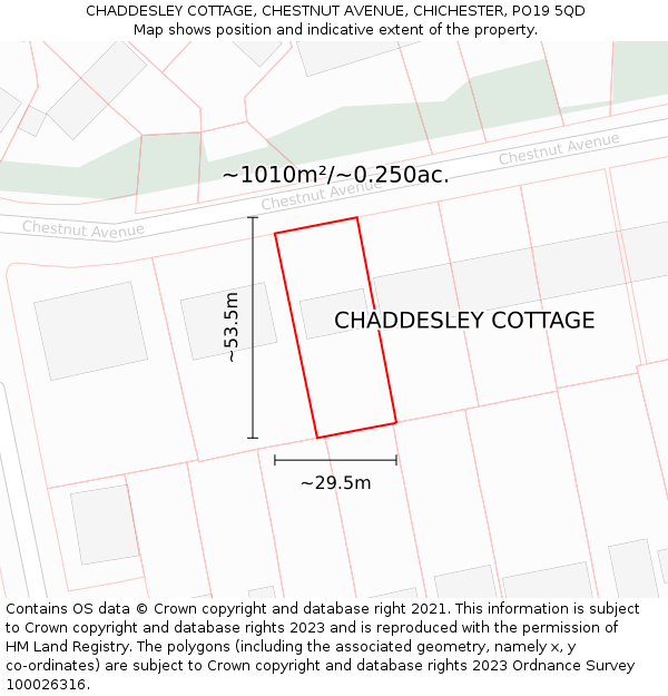 CHADDESLEY COTTAGE, CHESTNUT AVENUE, CHICHESTER, PO19 5QD: Plot and title map