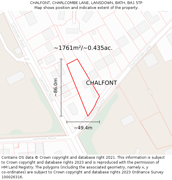 CHALFONT, CHARLCOMBE LANE, LANSDOWN, BATH, BA1 5TP: Plot and title map