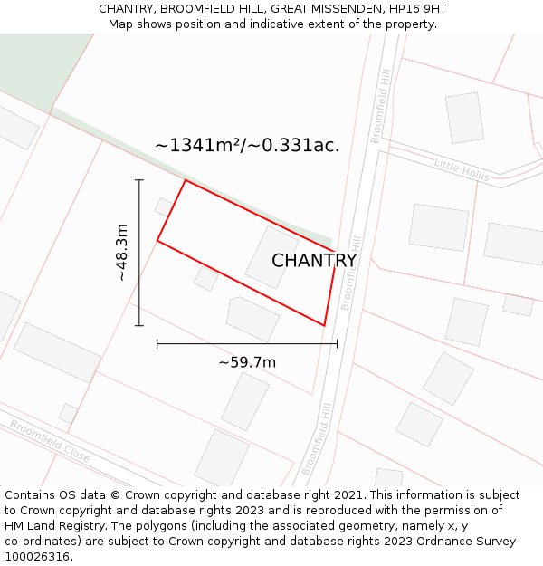 CHANTRY, BROOMFIELD HILL, GREAT MISSENDEN, HP16 9HT: Plot and title map