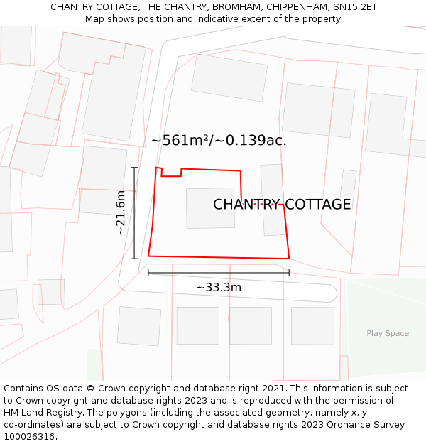 CHANTRY COTTAGE, THE CHANTRY, BROMHAM, CHIPPENHAM, SN15 2ET: Plot and title map