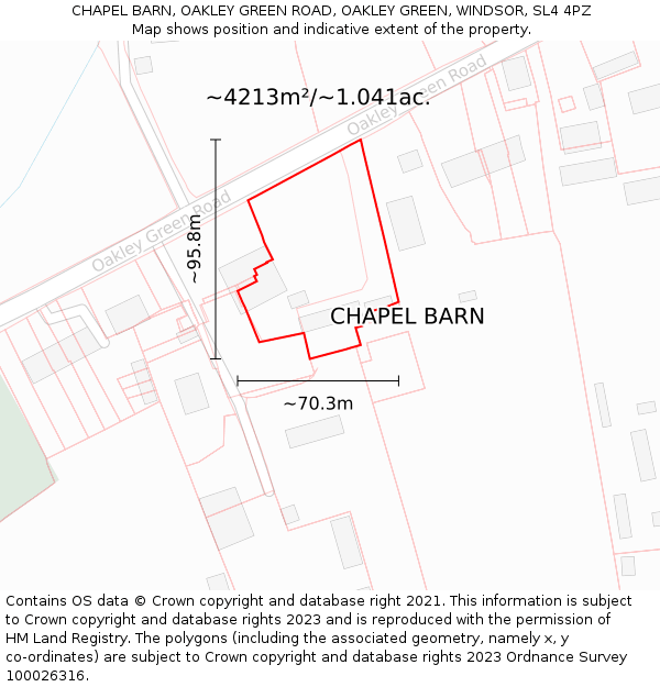 CHAPEL BARN, OAKLEY GREEN ROAD, OAKLEY GREEN, WINDSOR, SL4 4PZ: Plot and title map