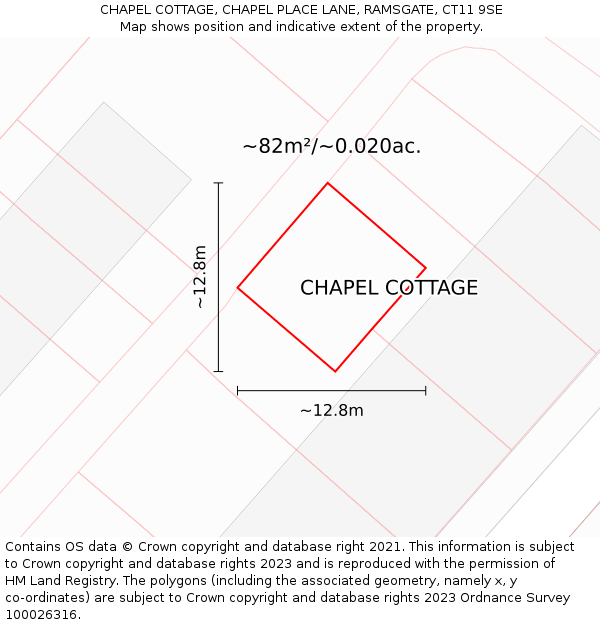 CHAPEL COTTAGE, CHAPEL PLACE LANE, RAMSGATE, CT11 9SE: Plot and title map