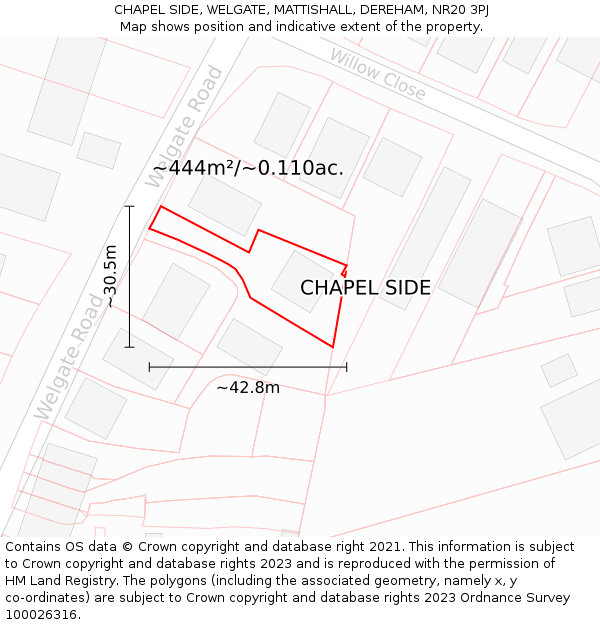 CHAPEL SIDE, WELGATE, MATTISHALL, DEREHAM, NR20 3PJ: Plot and title map