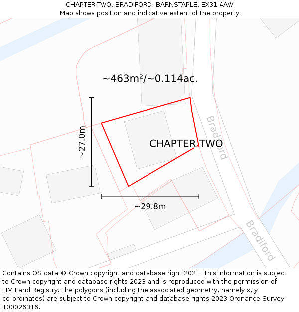 CHAPTER TWO, BRADIFORD, BARNSTAPLE, EX31 4AW: Plot and title map