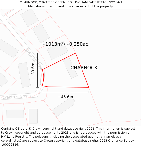 CHARNOCK, CRABTREE GREEN, COLLINGHAM, WETHERBY, LS22 5AB: Plot and title map