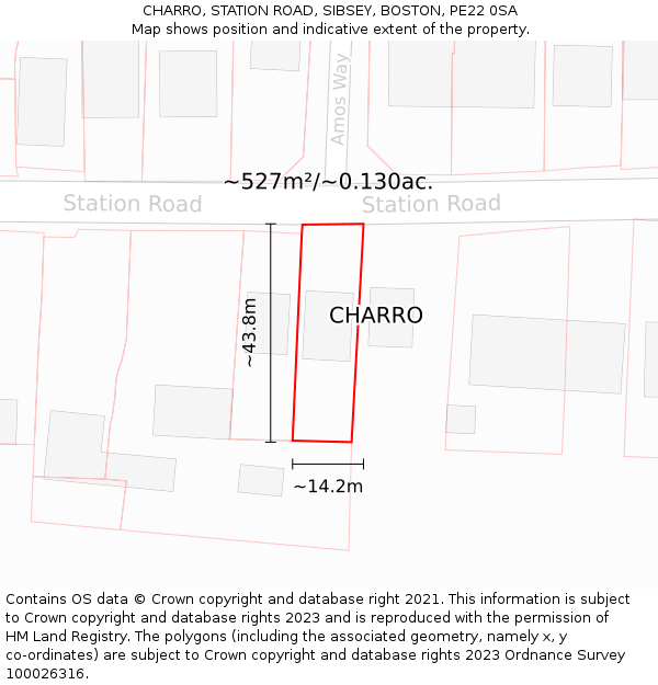 CHARRO, STATION ROAD, SIBSEY, BOSTON, PE22 0SA: Plot and title map