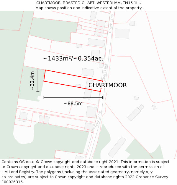 CHARTMOOR, BRASTED CHART, WESTERHAM, TN16 1LU: Plot and title map