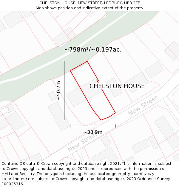 CHELSTON HOUSE, NEW STREET, LEDBURY, HR8 2EB: Plot and title map