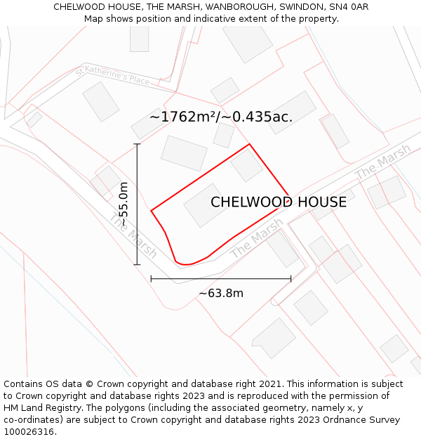 CHELWOOD HOUSE, THE MARSH, WANBOROUGH, SWINDON, SN4 0AR: Plot and title map