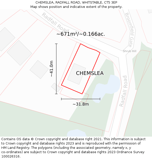 CHEMSLEA, RADFALL ROAD, WHITSTABLE, CT5 3EP: Plot and title map