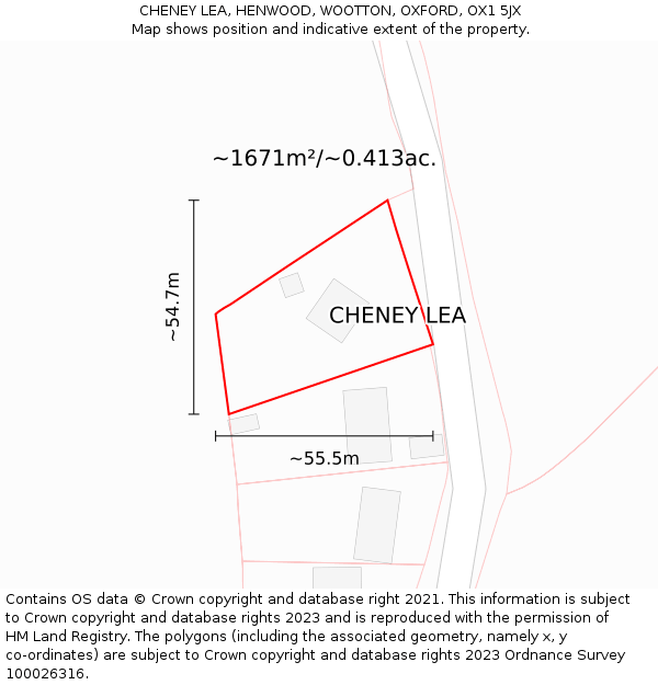 CHENEY LEA, HENWOOD, WOOTTON, OXFORD, OX1 5JX: Plot and title map