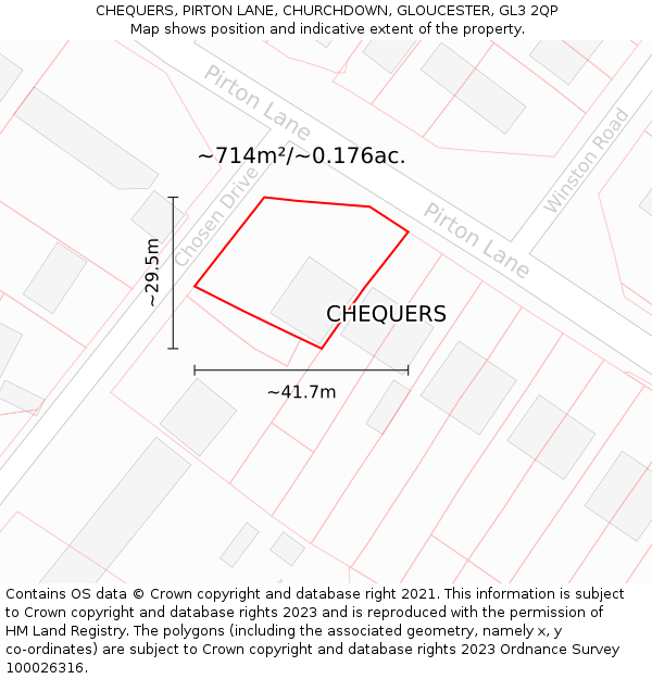 CHEQUERS, PIRTON LANE, CHURCHDOWN, GLOUCESTER, GL3 2QP: Plot and title map