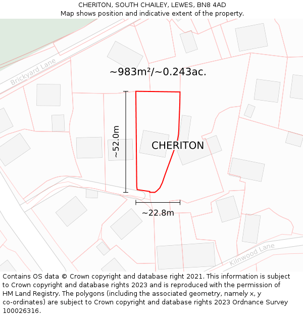 CHERITON, SOUTH CHAILEY, LEWES, BN8 4AD: Plot and title map