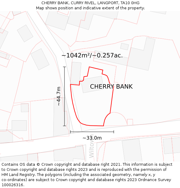 CHERRY BANK, CURRY RIVEL, LANGPORT, TA10 0HG: Plot and title map