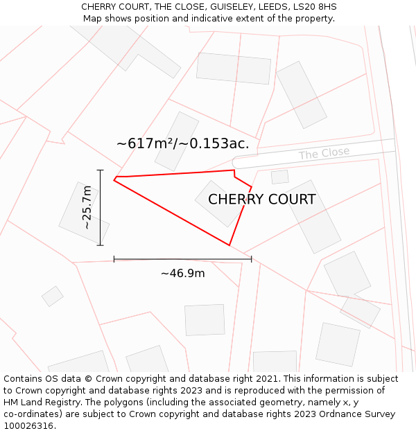 CHERRY COURT, THE CLOSE, GUISELEY, LEEDS, LS20 8HS: Plot and title map