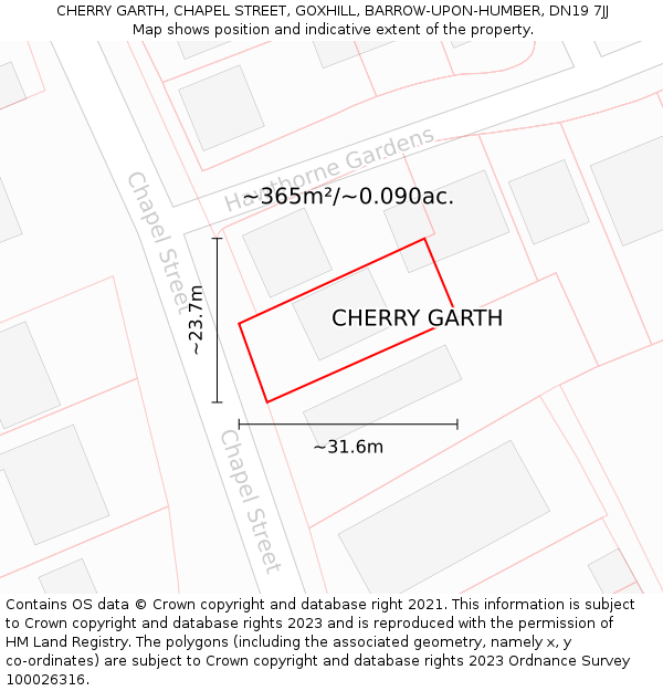 CHERRY GARTH, CHAPEL STREET, GOXHILL, BARROW-UPON-HUMBER, DN19 7JJ: Plot and title map