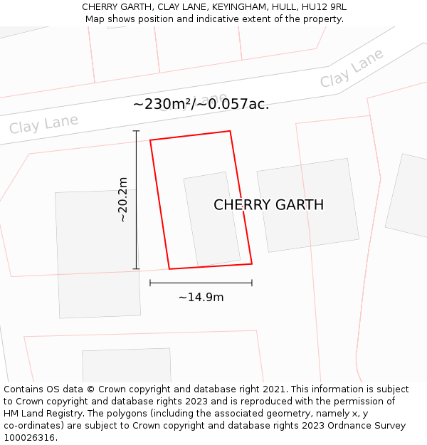 CHERRY GARTH, CLAY LANE, KEYINGHAM, HULL, HU12 9RL: Plot and title map