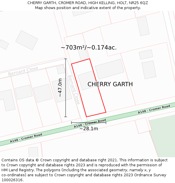 CHERRY GARTH, CROMER ROAD, HIGH KELLING, HOLT, NR25 6QZ: Plot and title map