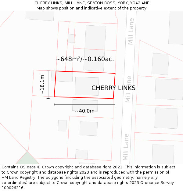 CHERRY LINKS, MILL LANE, SEATON ROSS, YORK, YO42 4NE: Plot and title map