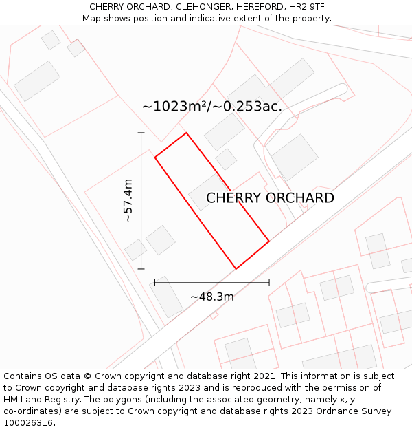 CHERRY ORCHARD, CLEHONGER, HEREFORD, HR2 9TF: Plot and title map