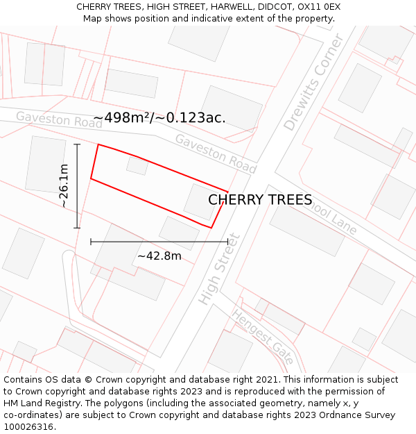 CHERRY TREES, HIGH STREET, HARWELL, DIDCOT, OX11 0EX: Plot and title map