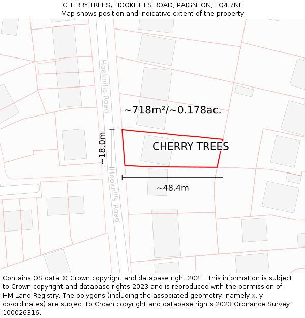 CHERRY TREES, HOOKHILLS ROAD, PAIGNTON, TQ4 7NH: Plot and title map