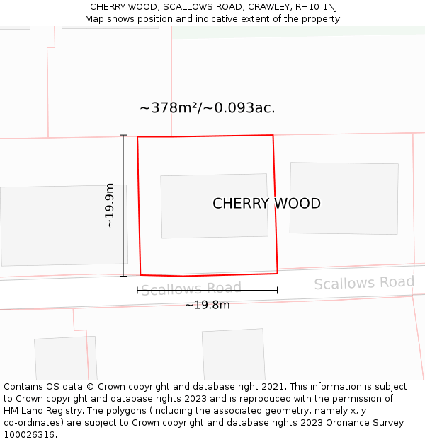 CHERRY WOOD, SCALLOWS ROAD, CRAWLEY, RH10 1NJ: Plot and title map