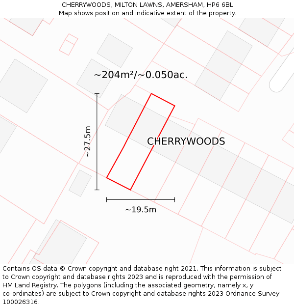 CHERRYWOODS, MILTON LAWNS, AMERSHAM, HP6 6BL: Plot and title map