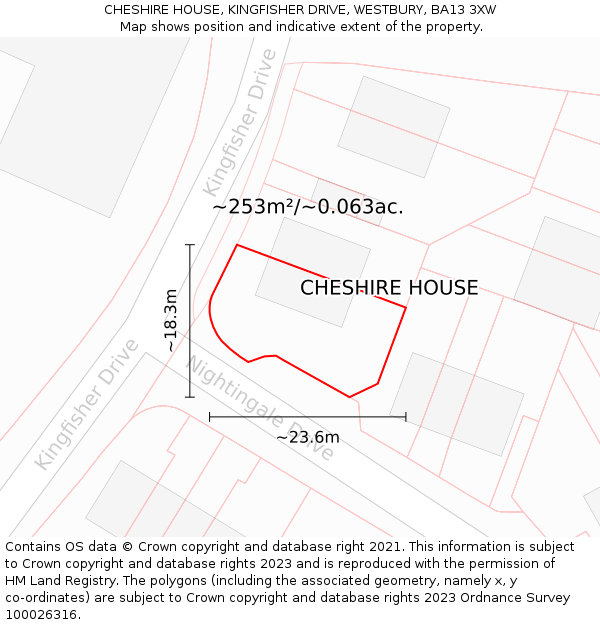 CHESHIRE HOUSE, KINGFISHER DRIVE, WESTBURY, BA13 3XW: Plot and title map