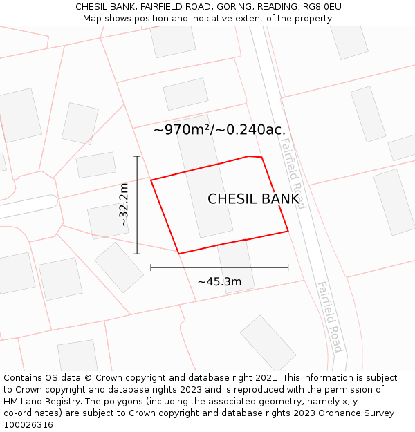 CHESIL BANK, FAIRFIELD ROAD, GORING, READING, RG8 0EU: Plot and title map