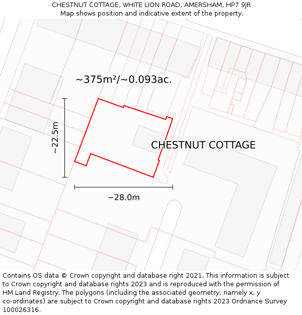 CHESTNUT COTTAGE, WHITE LION ROAD, AMERSHAM, HP7 9JR: Plot and title map