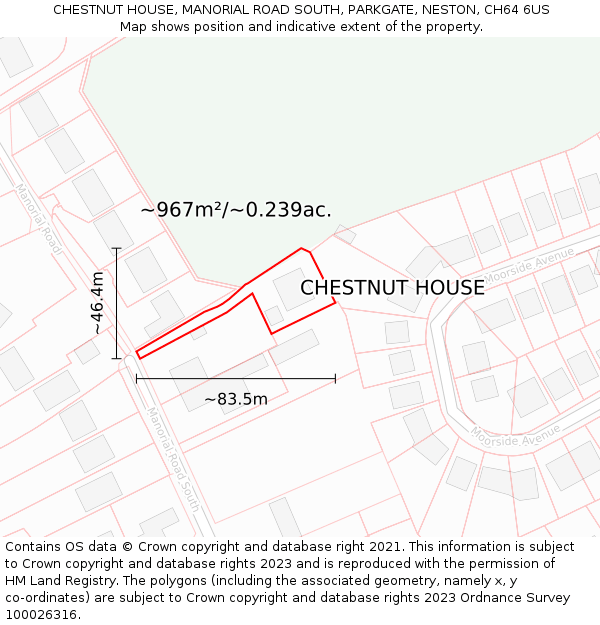 CHESTNUT HOUSE, MANORIAL ROAD SOUTH, PARKGATE, NESTON, CH64 6US: Plot and title map