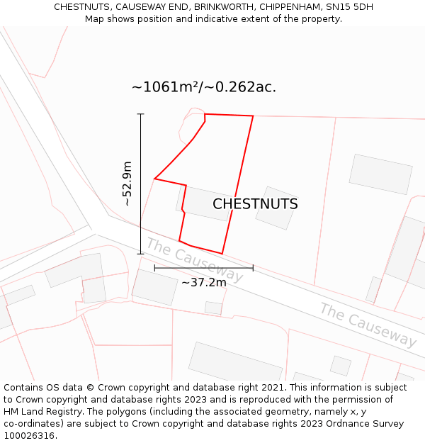 CHESTNUTS, CAUSEWAY END, BRINKWORTH, CHIPPENHAM, SN15 5DH: Plot and title map