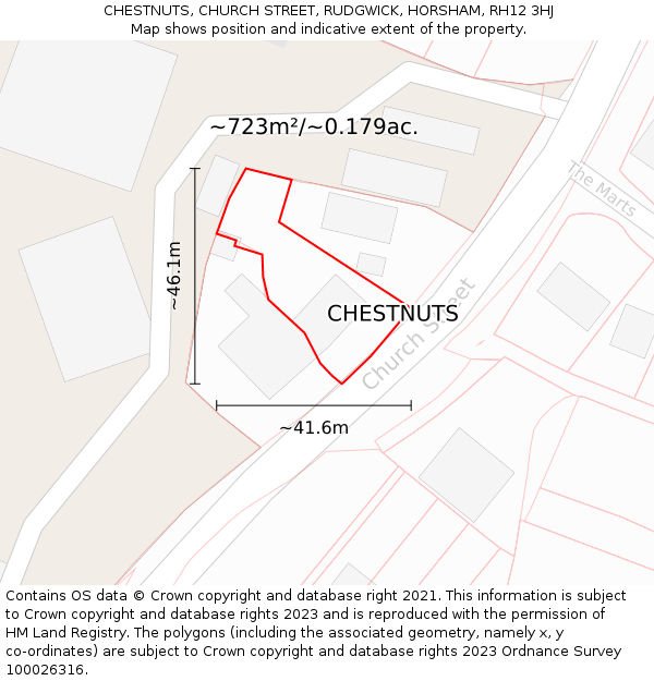 CHESTNUTS, CHURCH STREET, RUDGWICK, HORSHAM, RH12 3HJ: Plot and title map