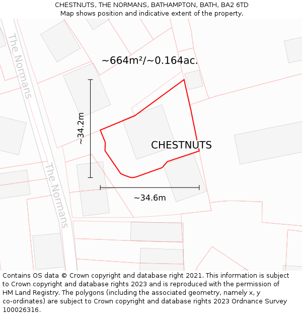 CHESTNUTS, THE NORMANS, BATHAMPTON, BATH, BA2 6TD: Plot and title map