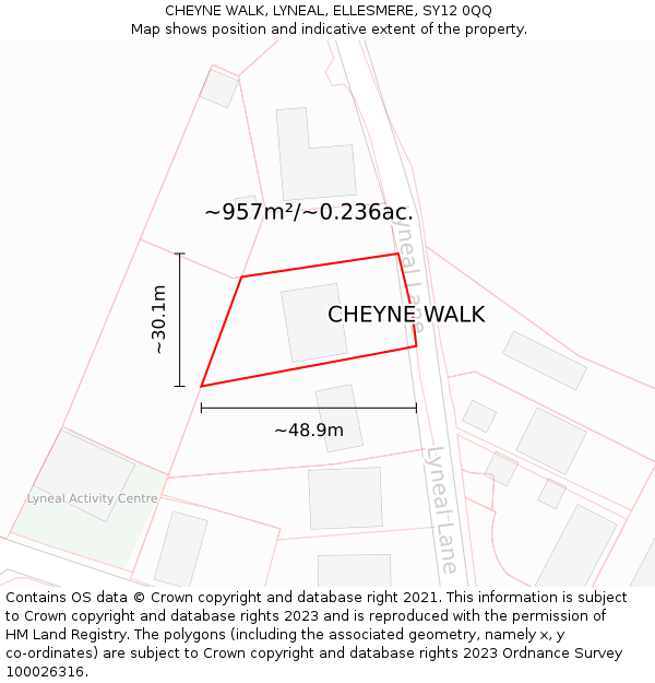 CHEYNE WALK, LYNEAL, ELLESMERE, SY12 0QQ: Plot and title map