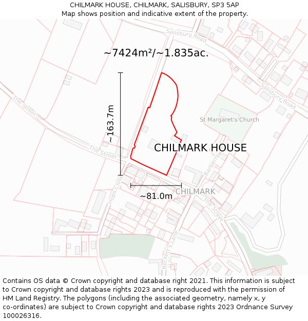 CHILMARK HOUSE, CHILMARK, SALISBURY, SP3 5AP: Plot and title map