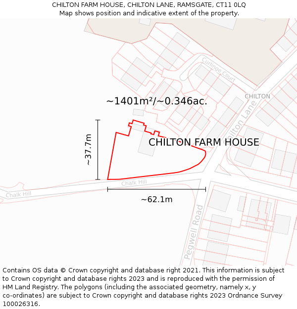 CHILTON FARM HOUSE, CHILTON LANE, RAMSGATE, CT11 0LQ: Plot and title map