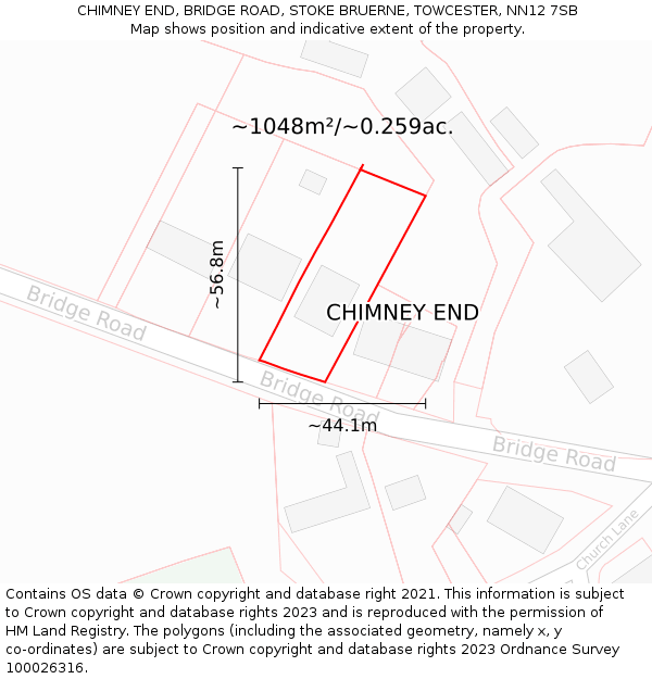 CHIMNEY END, BRIDGE ROAD, STOKE BRUERNE, TOWCESTER, NN12 7SB: Plot and title map