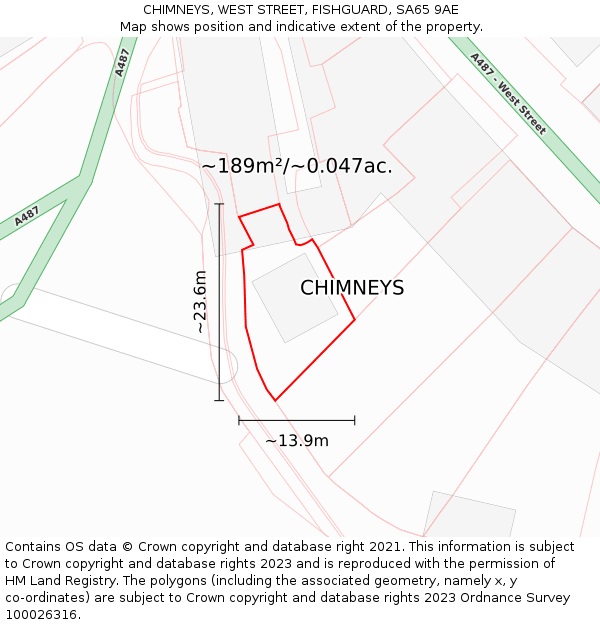 CHIMNEYS, WEST STREET, FISHGUARD, SA65 9AE: Plot and title map