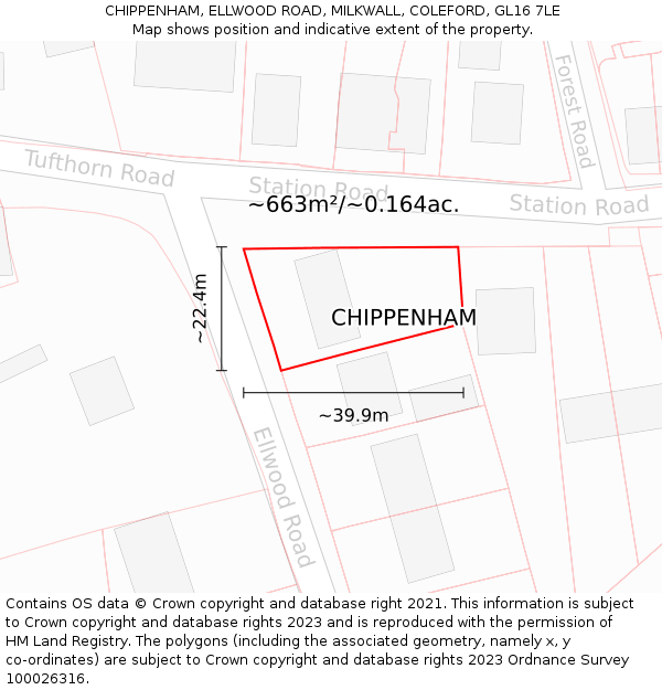 CHIPPENHAM, ELLWOOD ROAD, MILKWALL, COLEFORD, GL16 7LE: Plot and title map